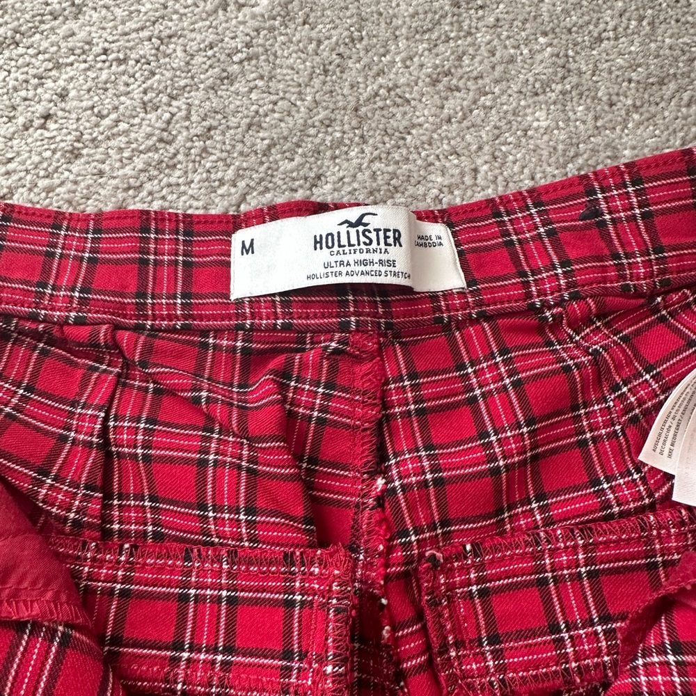 Red checkered high waisted pants from Hollister. Ankle length